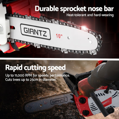 Giantz 25cc Petrol Chainsaw 10" Bar E-Start Tree Pruning Chain