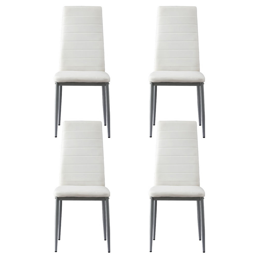 Artiss Dining Chairs Set of 4 Leather Channel Tufted White
