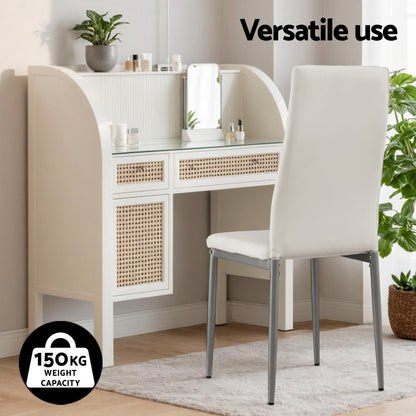 Artiss Dining Chairs Set of 4 Leather Channel Tufted White