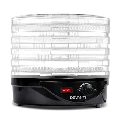 Devanti 5 Trays Food Dehydrator - Fruit Beef Jerky Biltong Dryer