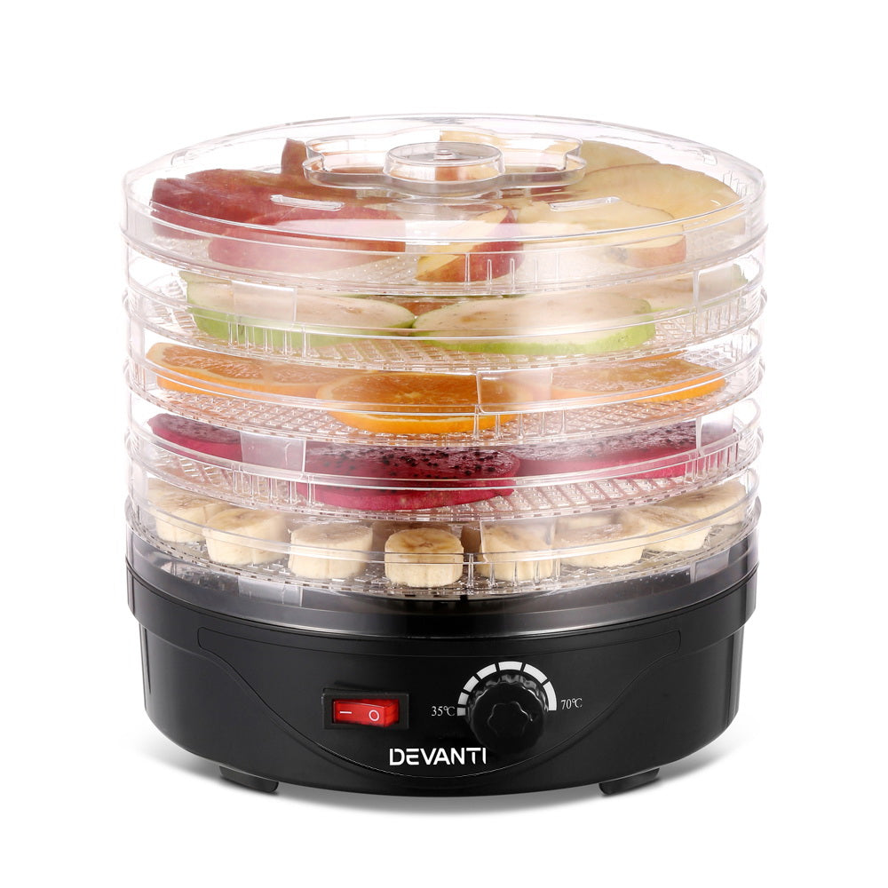 Devanti 5 Trays Food Dehydrator - Fruit Beef Jerky Biltong Dryer
