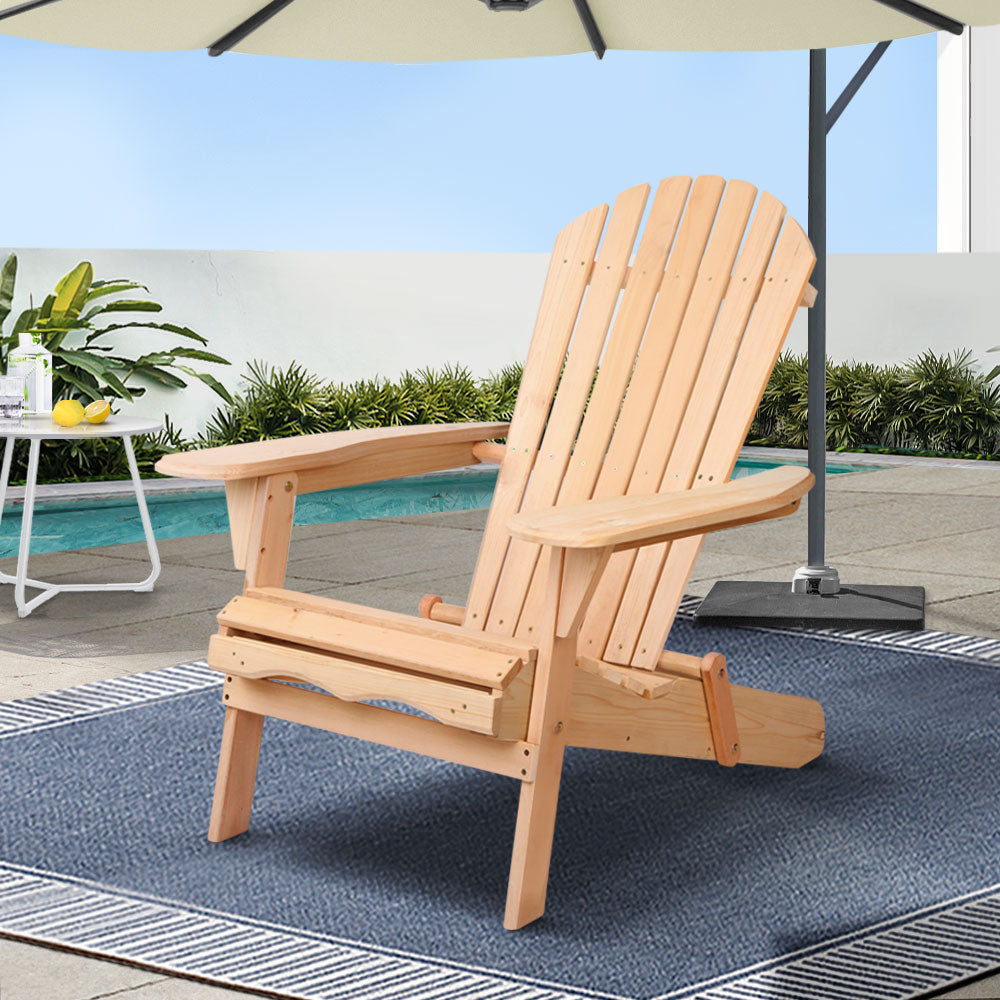 Adirondack Outdoor Chairs Wooden Beach Chair Patio Furniture Garden Natural