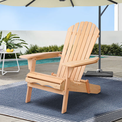 Adirondack Outdoor Chairs Wooden Beach Chair Patio Furniture Garden Natural
