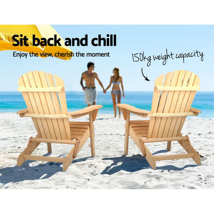 Adirondack Outdoor Chairs Wooden Beach Chair Patio Furniture Garden Natural