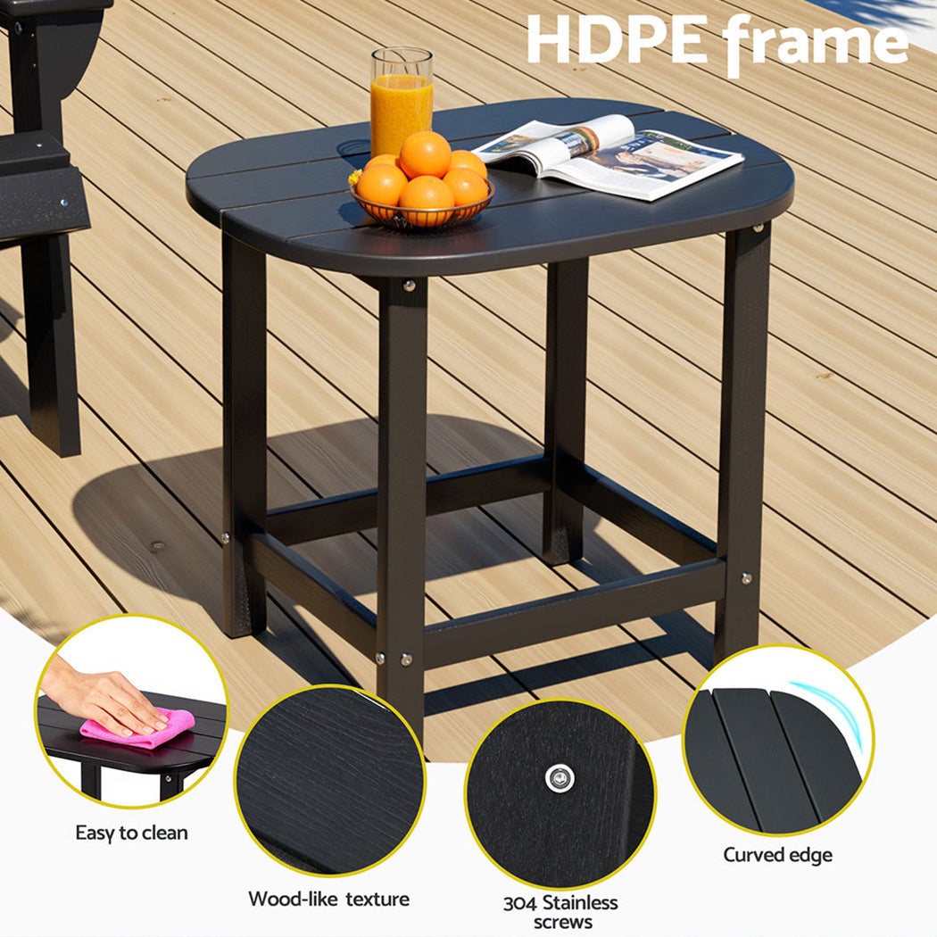 Outdoor Coffee Side Table HDPE Desk Patio Furniture Camping Garden Black