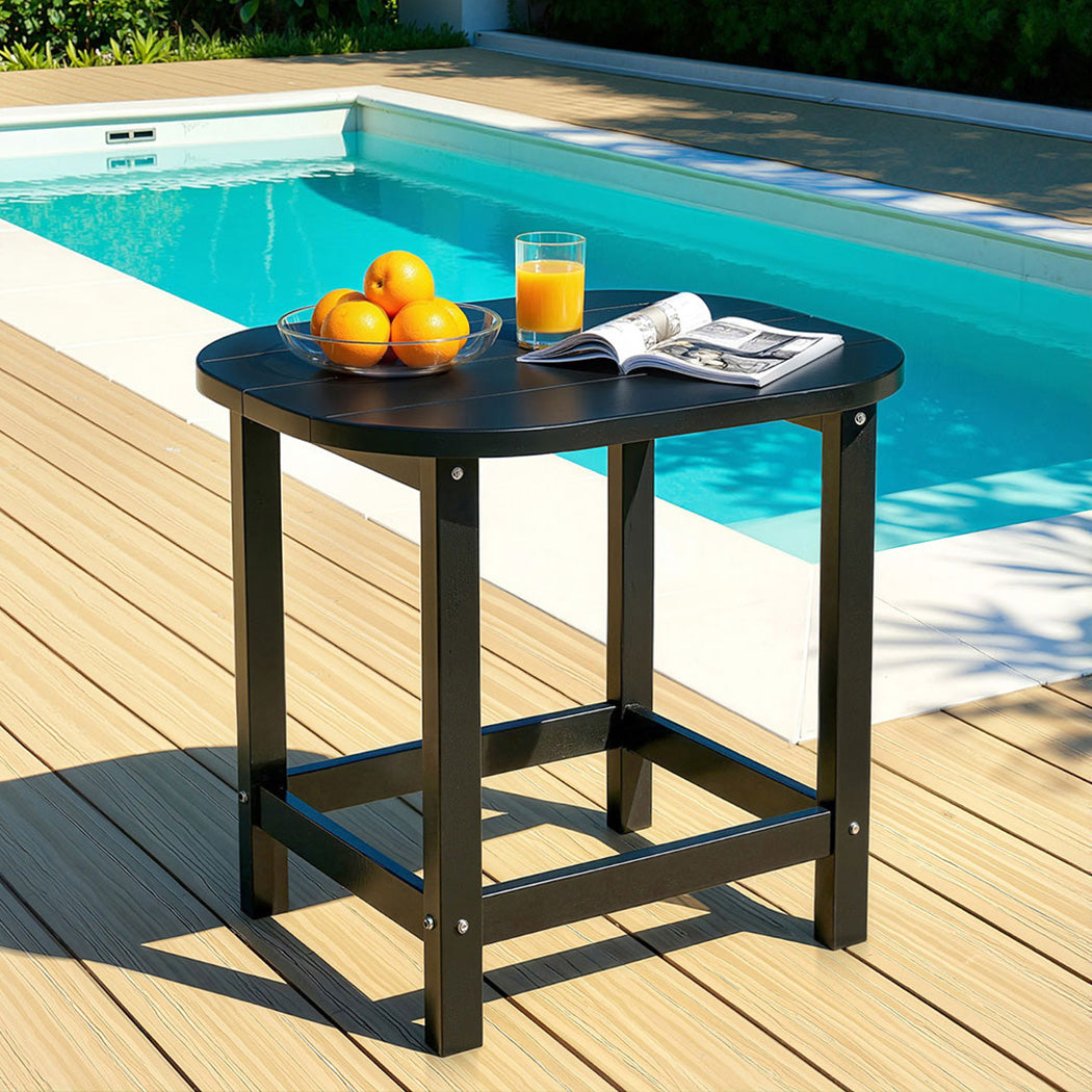 Outdoor Coffee Side Table HDPE Desk Patio Furniture Camping Garden Black