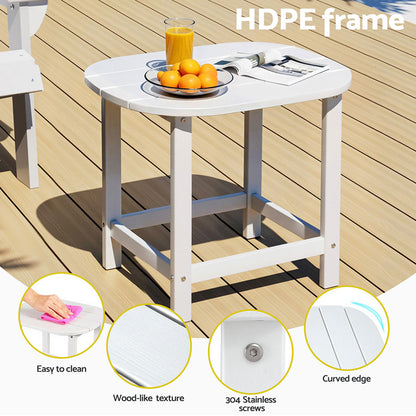 Outdoor Coffee Side Table HDPE Desk Patio Furniture Camping Garden White