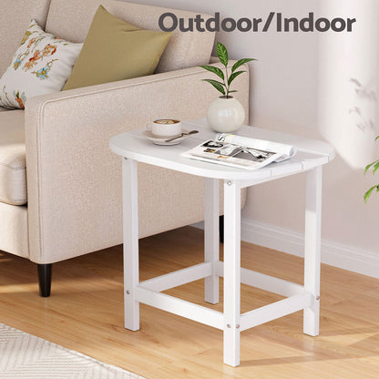 Outdoor Coffee Side Table HDPE Desk Patio Furniture Camping Garden White