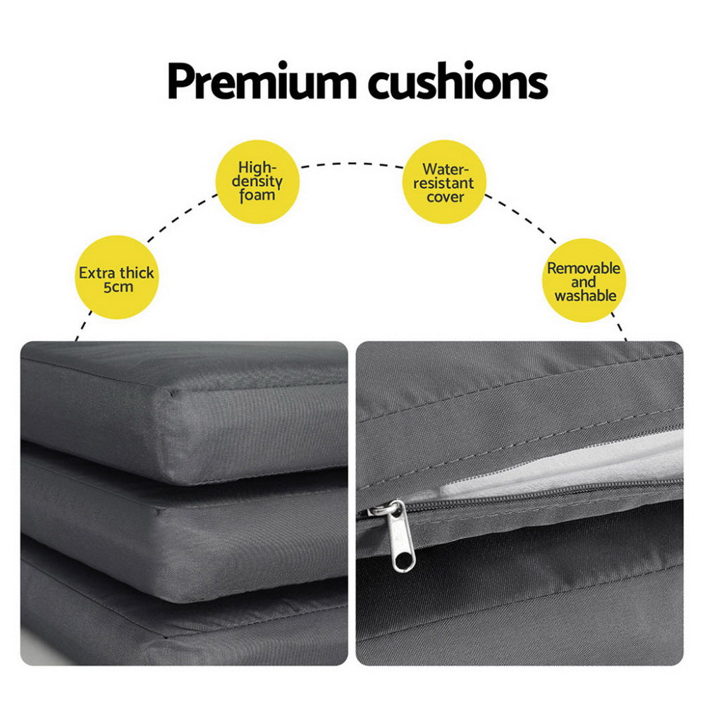 Outdoor Dining Set 5 Piece Aluminum Extendable Table Setting White