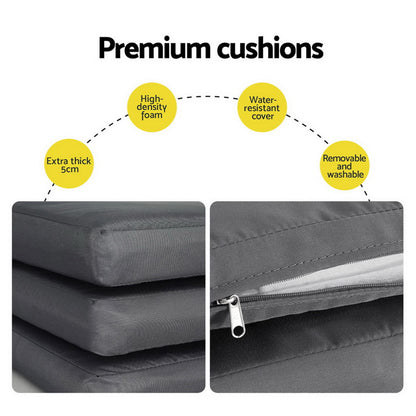 Outdoor Dining Set 5 Piece Aluminum Extendable Table Setting White