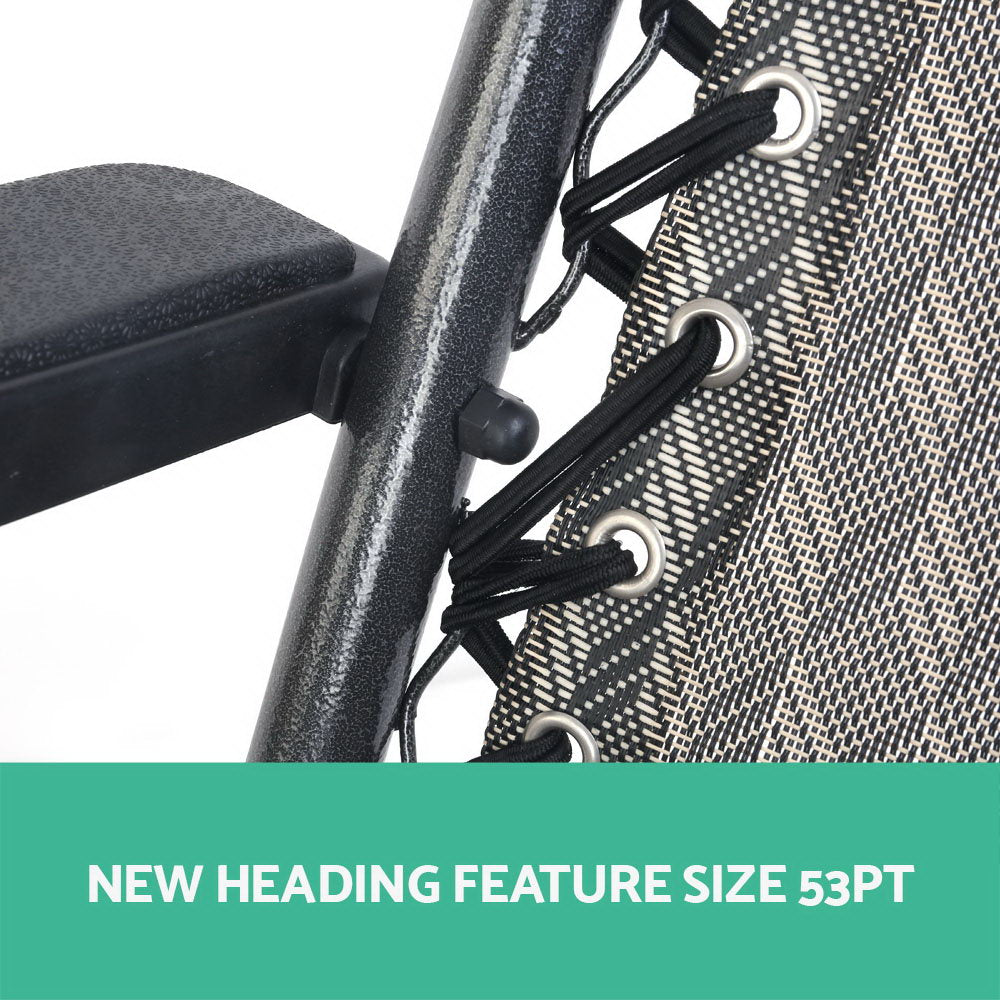 2PC Zero Gravity Chair Folding Outdoor Recliner Adjustable Sun Lounge Camping Grey