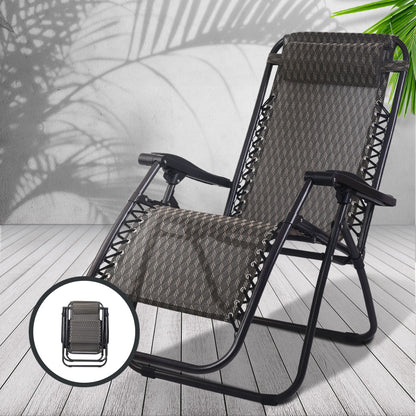 2PC Zero Gravity Chair Folding Outdoor Recliner Adjustable Sun Lounge Camping Grey