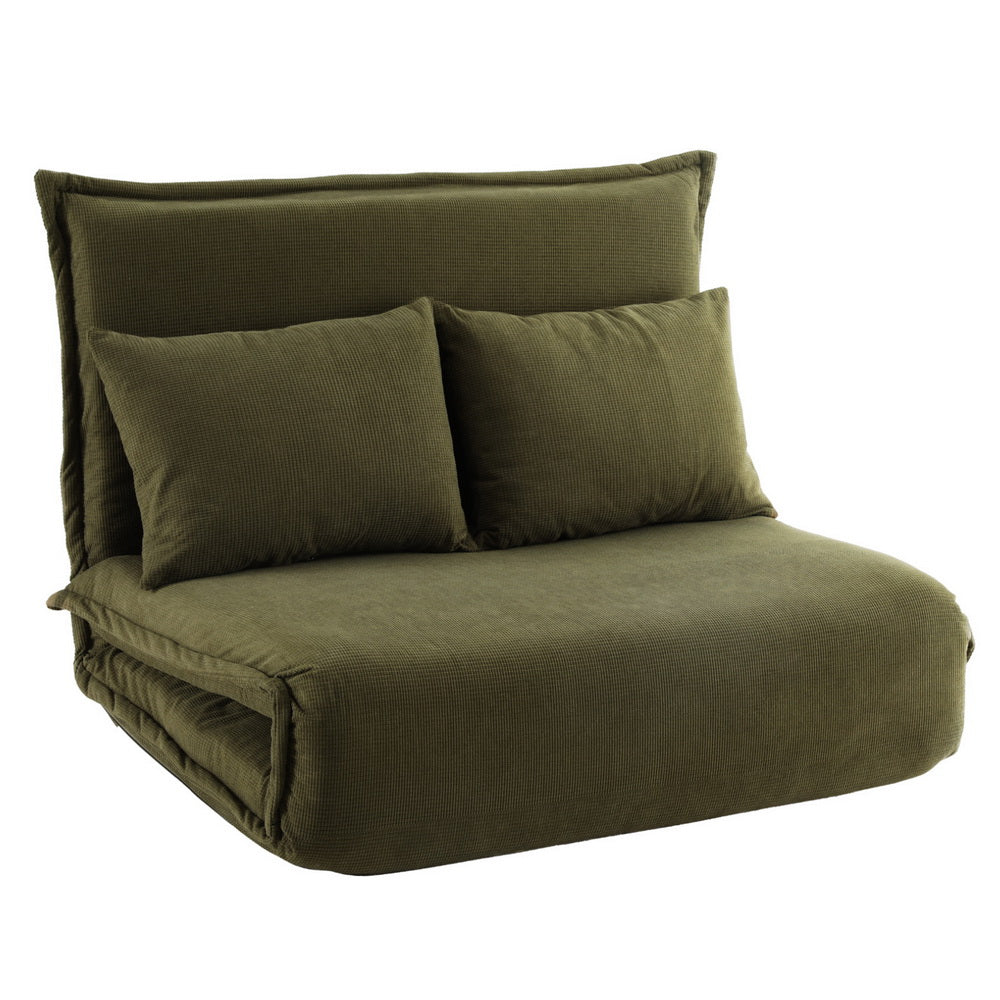 Artiss Floor Lounge Sofa Bed Foldable 2 Seater Green