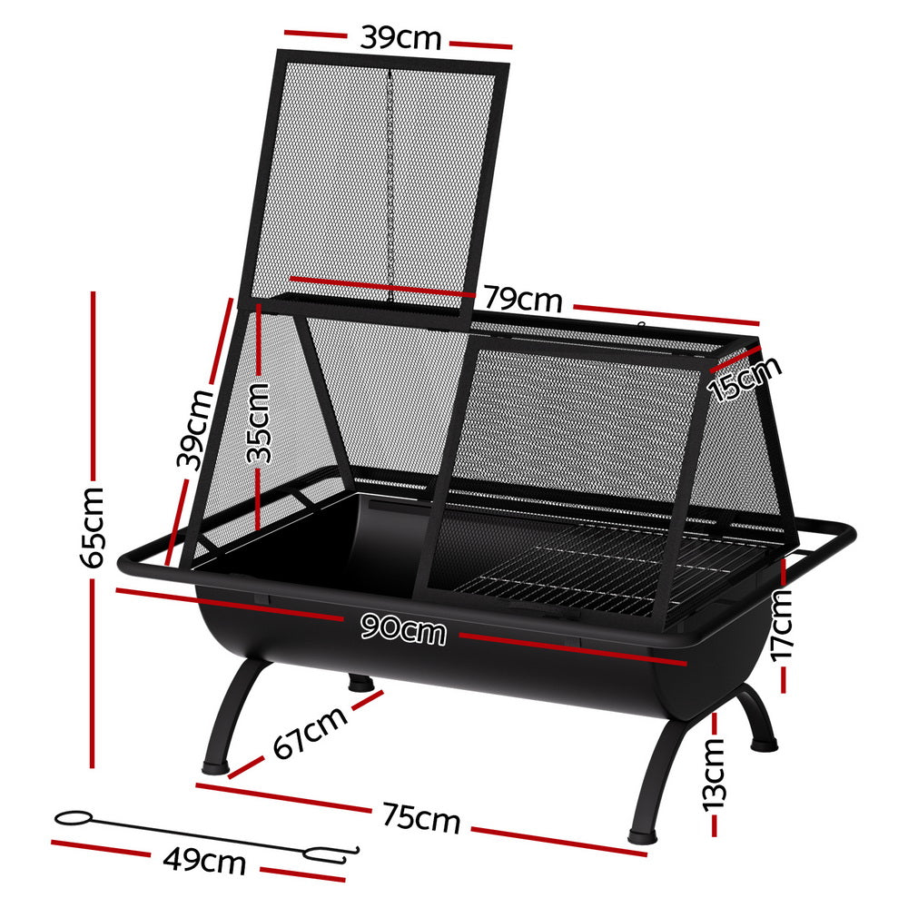 Grillz Outdoor Steel Fire Pit BBQ Grill