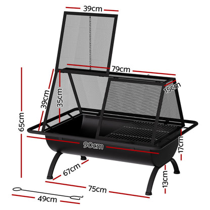 Grillz Outdoor Steel Fire Pit BBQ Grill
