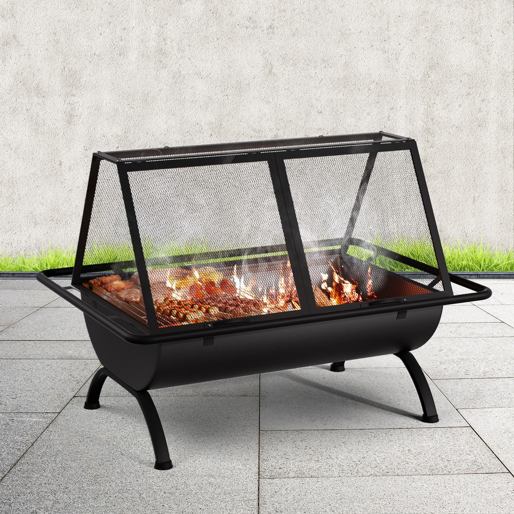 Grillz Outdoor Steel Fire Pit BBQ Grill