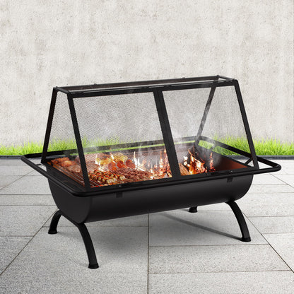 Grillz Outdoor Steel Fire Pit BBQ Grill