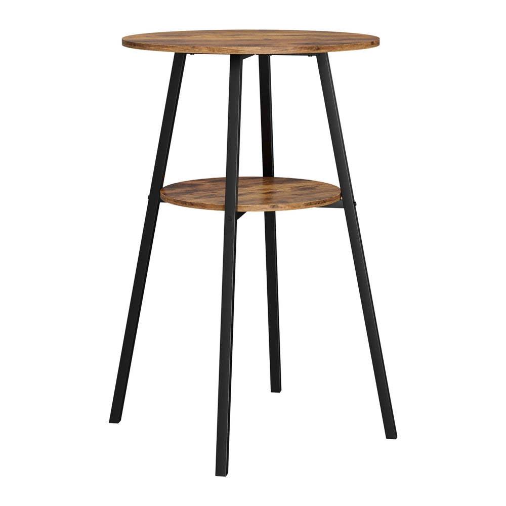Artiss Industrial Bar Table with 2-Tier Organizer Weather-Resistant MDF Top Steel Frame