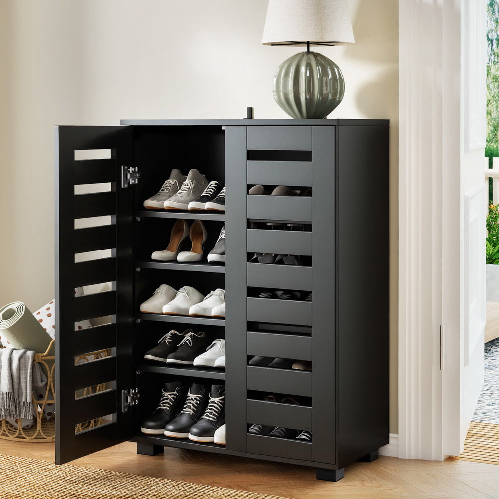 Artiss Shoe Rack Storage Cabinet 20 Pairs 5-tier Black Alster