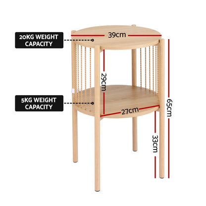 Artiss Coffee Table 2-Tier Round Wood