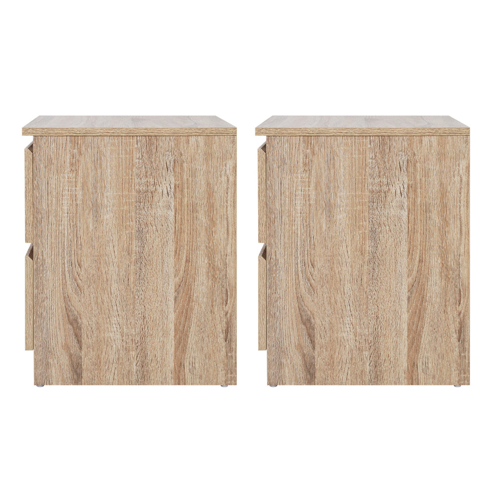 Artiss 2x Bedside Table 2 Drawers - PEPE Oak