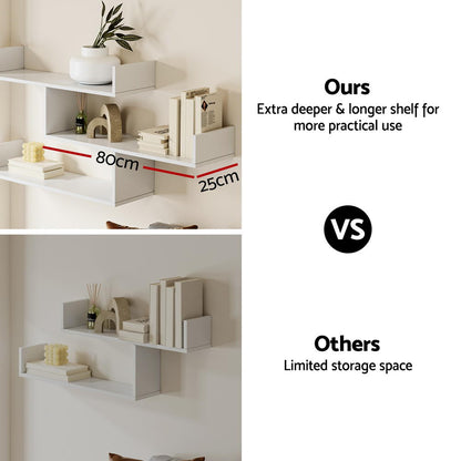 Artiss Floating Wall Shelf 3 Tier White