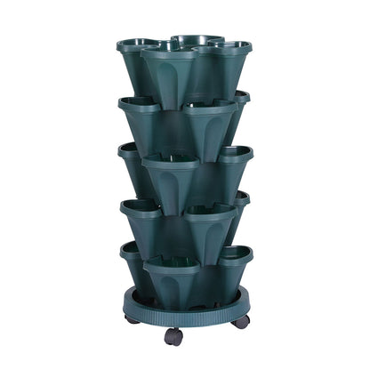 5-Tier Vertical Garden Bed Stackable Planters - Green