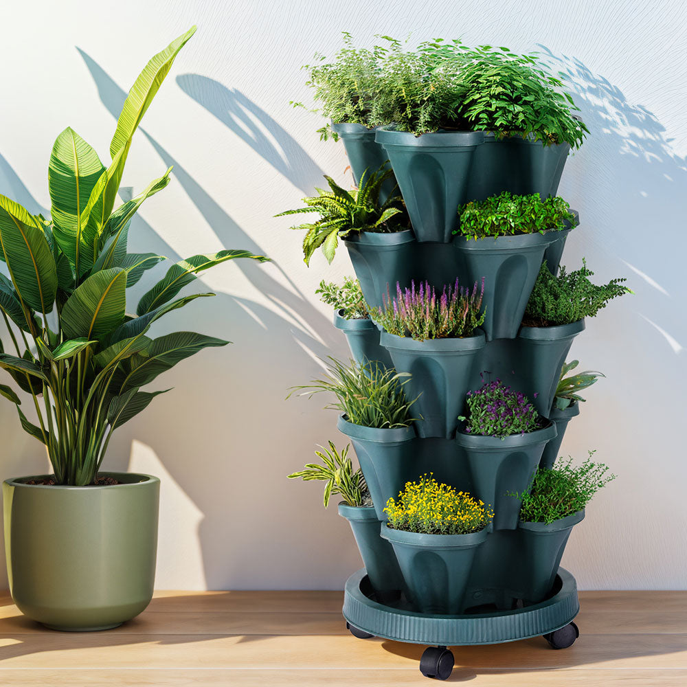 5-Tier Vertical Garden Bed Stackable Planters - Green