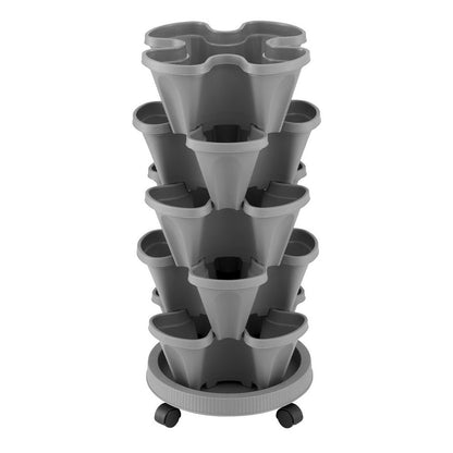 5-Tier Vertical Garden Bed Stackable Planters - Grey