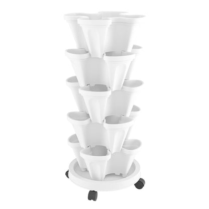 5-Tier Vertical Garden Bed Stackable Planters - White