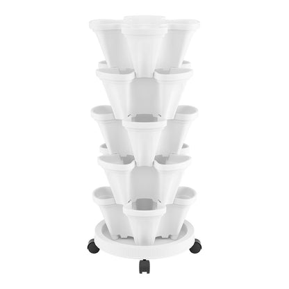 5-Tier Vertical Garden Bed Stackable Planters - White