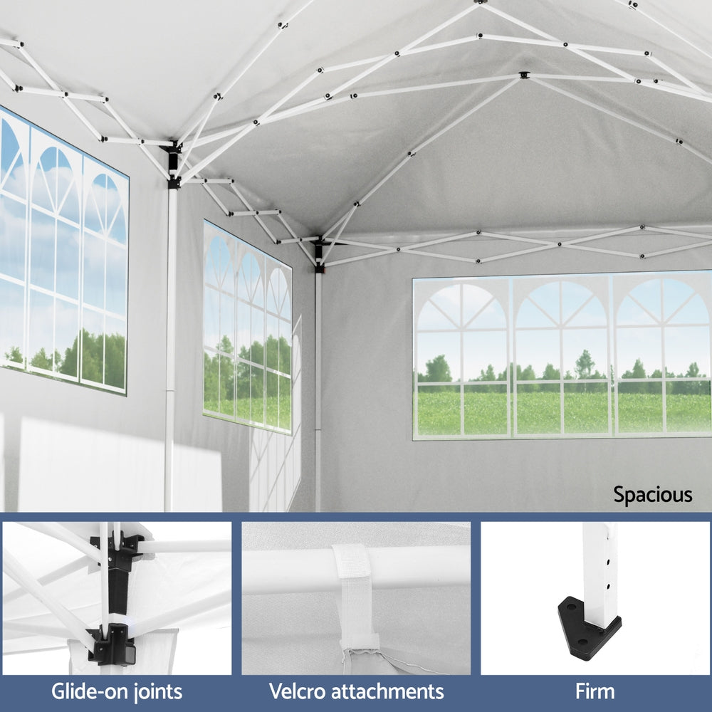 Gazebo 3x6m Pop Up Marquee Wedding Party Outdoor Camping Canopy Grey