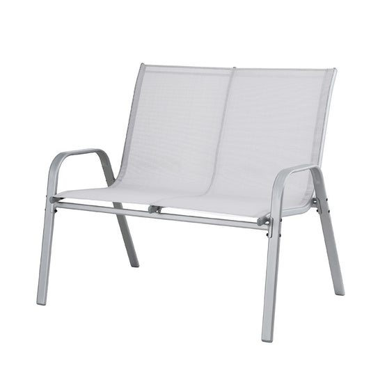 Garden Bench Seat Steel Outdoor Patio Park Lounge Backyard Chair Grey