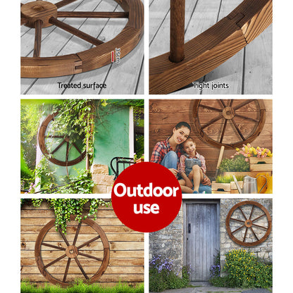 Garden Decor Outdoor Ornament Wooden Wagon Wheel