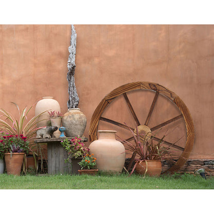 Garden Decor Outdoor Ornament Wooden Wagon Wheel