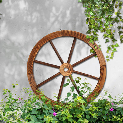 Garden Decor Outdoor Ornament Wooden Wagon Wheel
