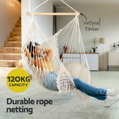 Hammock Chair Swing Camping Mesh Cream