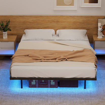 Artiss Floating Metal Bed Frame with Smart LED Lights - Double
