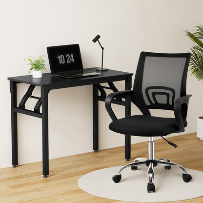Artiss Computer Desk Mesh Office Chair Set Foldable Home Study Table Black