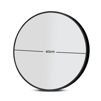 Embellir 2 Wall Mirror Makeup 60cm Home Decor Framed Mirrors Bathroom Round Black