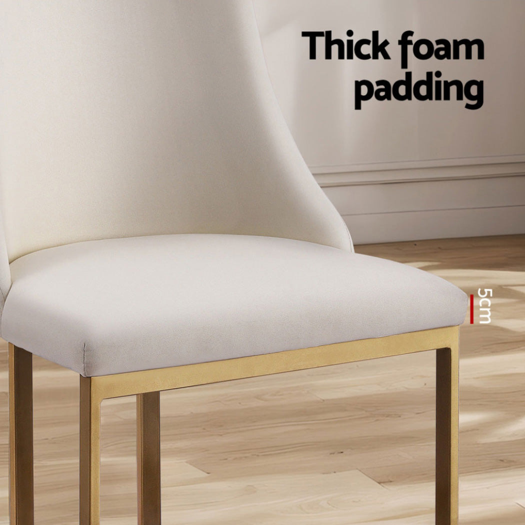 Artiss Dining Chairs Set of 4 Linen Fabric Frame Beige