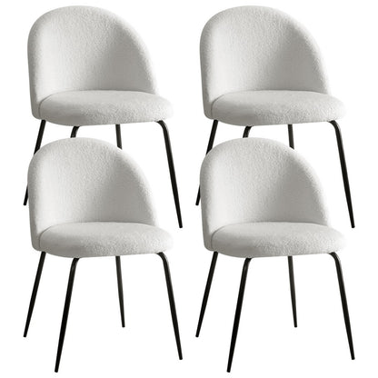 Artiss Dining Chairs Set of 4 Sherpa Boucle White