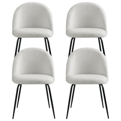 Artiss Dining Chairs Set of 4 Sherpa Boucle White