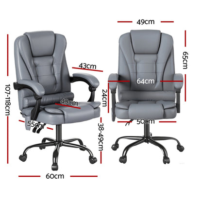 Artiss Executive Office Chair 4-Point Massage Adjustable Ergonomic Recline PU