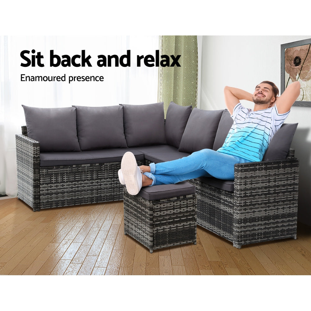 Outdoor Furniture Dining Setting Sofa Set Lounge Wicker 9 Seater Mixed Grey