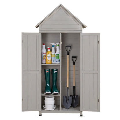 Outdoor Storage Cabinet Cupboard Lockable Tool Organizer Shed Adjustable Grey