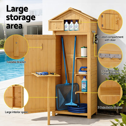 Outdoor Storage Cabinet Cupboard Folding Table Tool Organizer Shed Adjustable