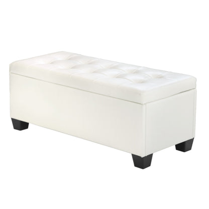 Artiss Storage Ottoman Blanket Box 97cm Leather White