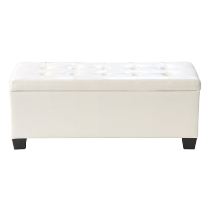 Artiss Storage Ottoman Blanket Box 97cm Leather White