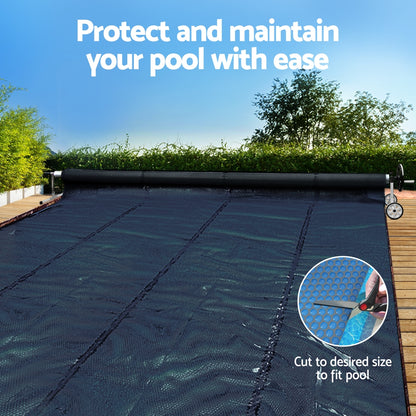 Aqua Buddy Pool Cover 600 Micron 11x4.8m w/ Roller 5.55m Swimming Pools Black Solar Blanket
